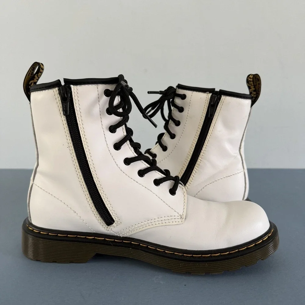 Dr. Martens 1460 Boots White Leather 8 Eye‎ Lace Up Combat Shoes